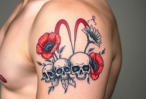 Ryan, Aries, red poppy’s, lilies, skulls, and smoke tattoo idea