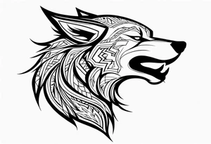 Side view Angry tribal  wolf tattoo idea