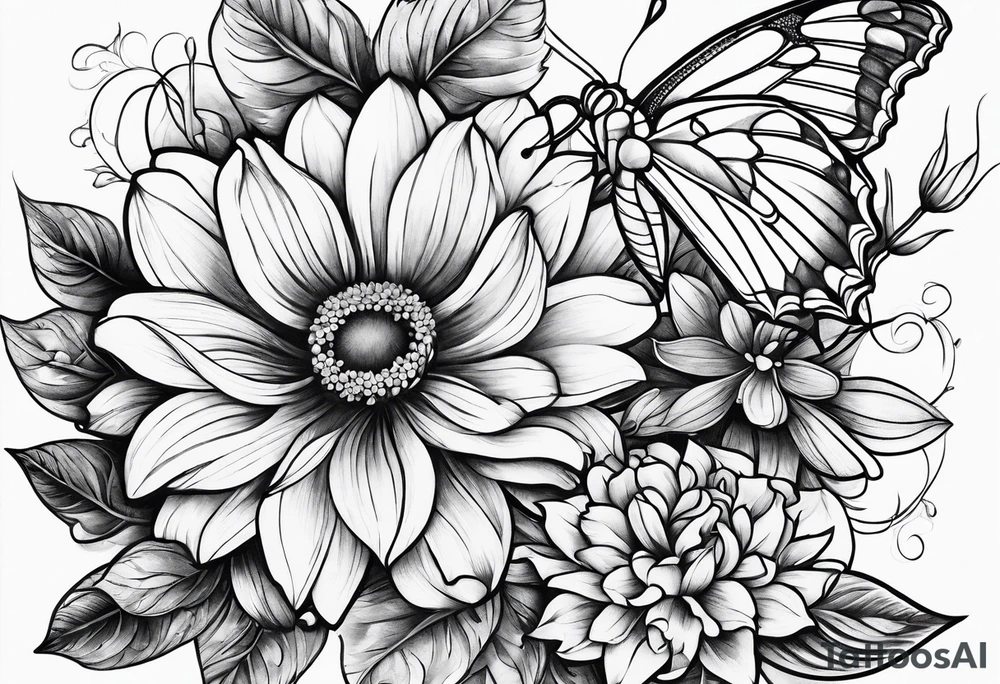 Flowers honeycomb tattoo idea