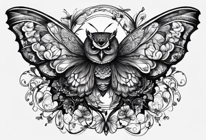Butterflies, owl, firefly, dragonflies tattoo idea