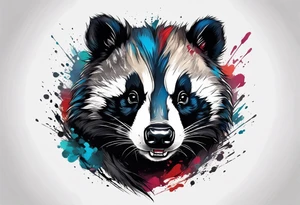 aggressive full body and killer face badger/wolverine with cute smile tattoo idea