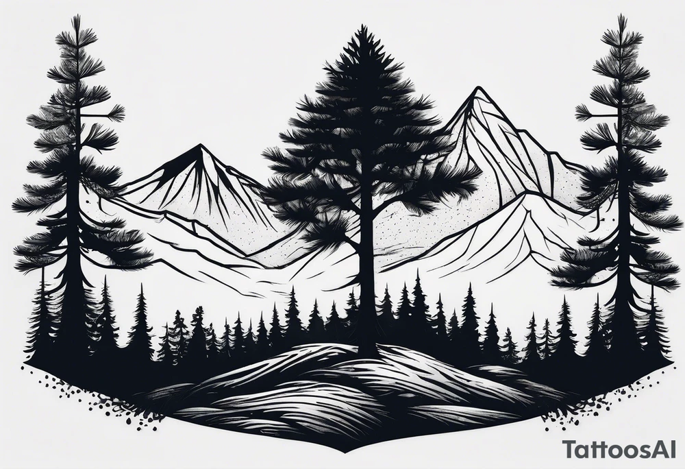 Small
One Mountain peak
Pine tree
Silhouette tattoo idea
