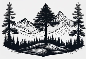 Small
One Mountain peak
Pine tree
Silhouette tattoo idea
