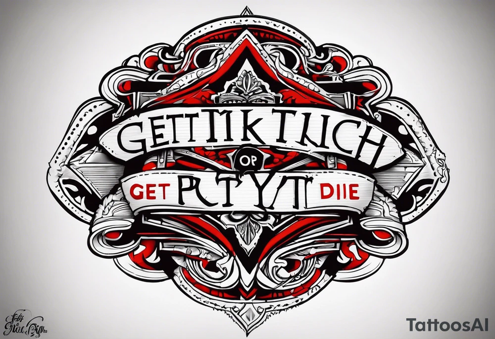 i want a tattoo with the text: Get rich or die tryin' tattoo idea