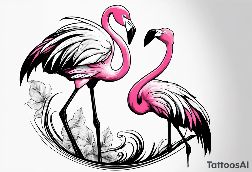 cute flamingo tattoo idea