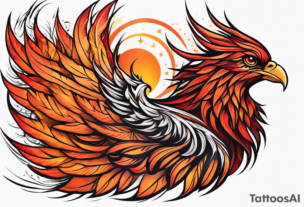 Proud Strong red orange phoenix tattoo idea