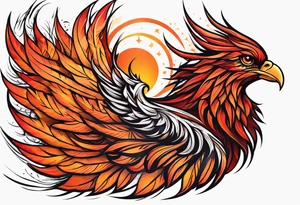 Proud Strong red orange phoenix tattoo idea