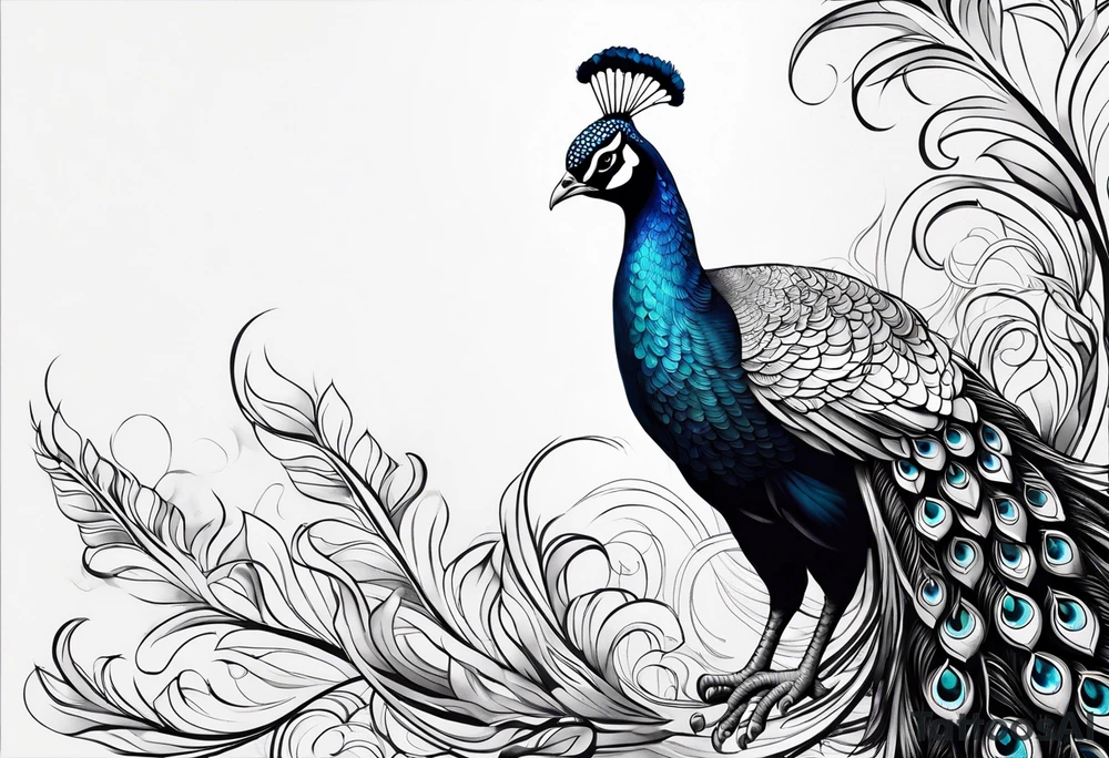 dark peacock tattoo tattoo idea
