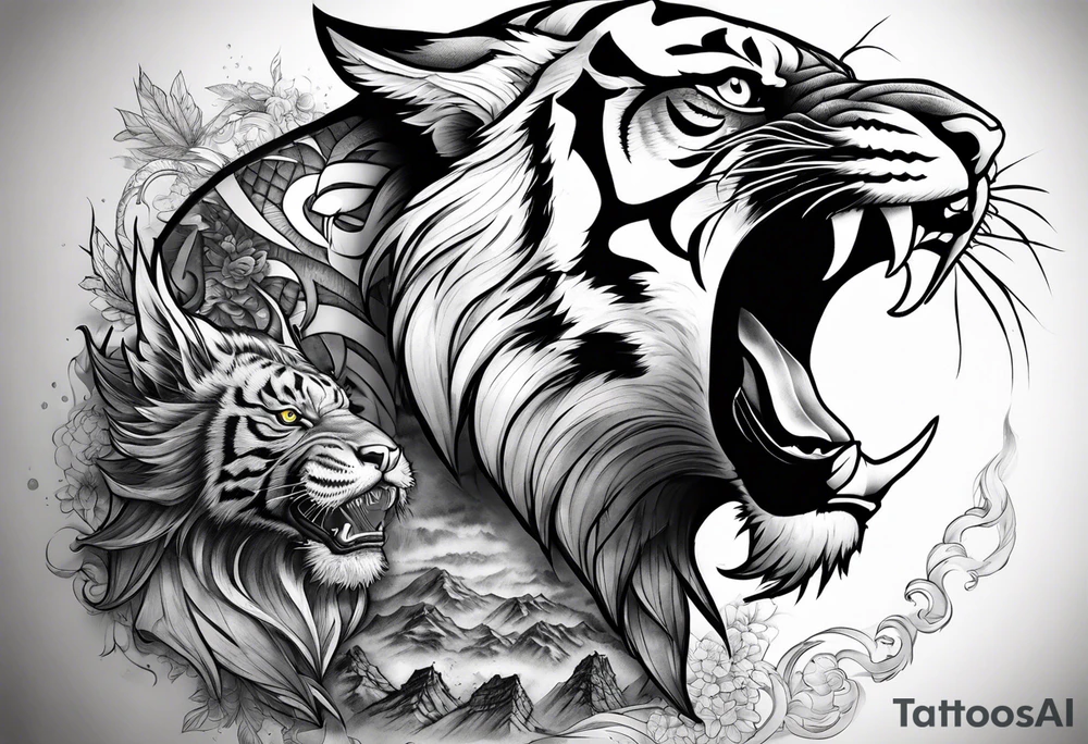 Tiger, Eagle, Samurai tattoo idea
