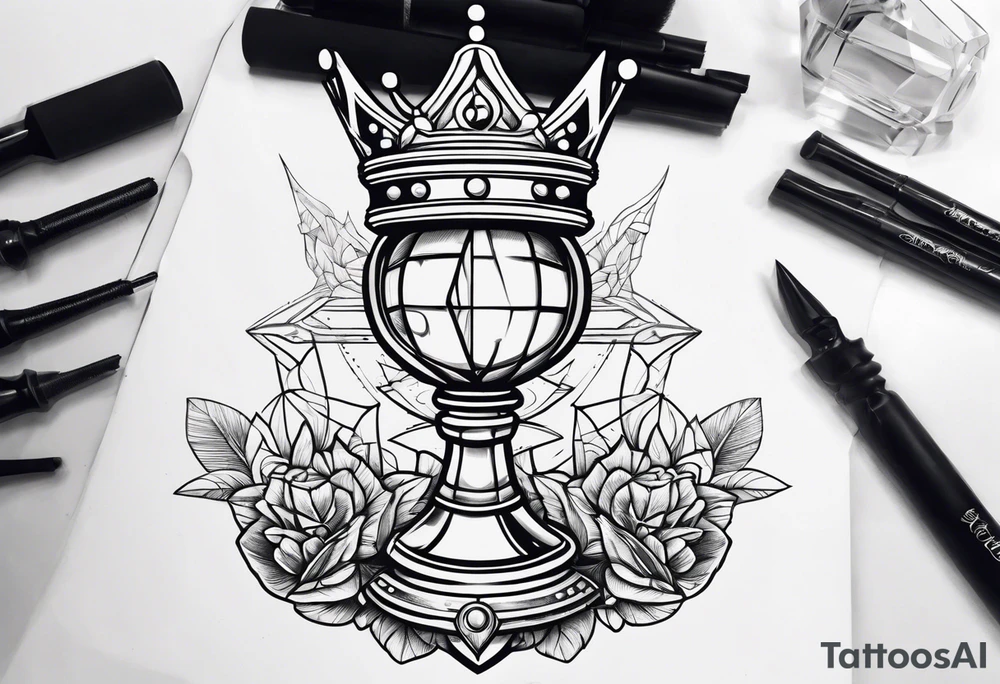 Sword, crown, distance love, science tattoo idea