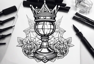 Sword, crown, distance love, science tattoo idea