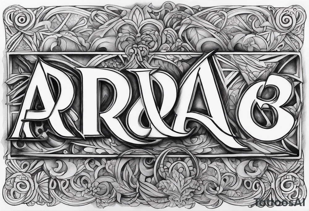 The letters AR together with the words always ready going down the side of the letters tattoo idea