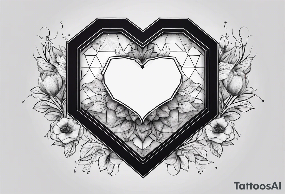 black hexagon heart with dark background tattoo idea