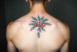 on the chest an oak branch with thick leaves and acorns oak branch with thick leaves and acorns tattoo idea