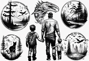 dad and son walks away tattoo idea