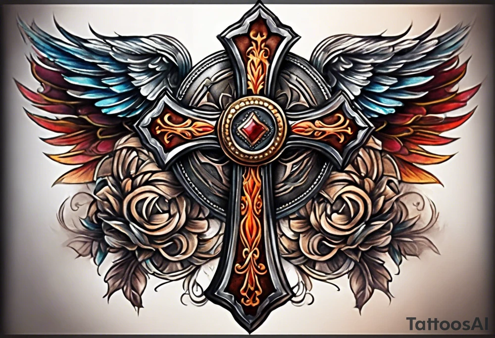 leather cross tattoo idea