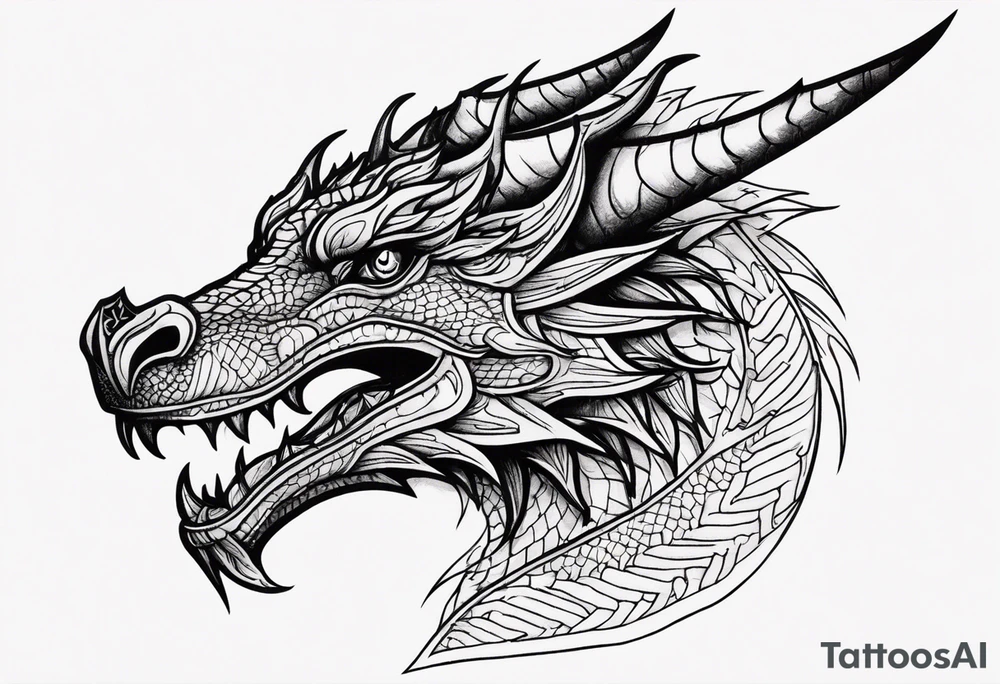 Dragon head facing front tattoo idea