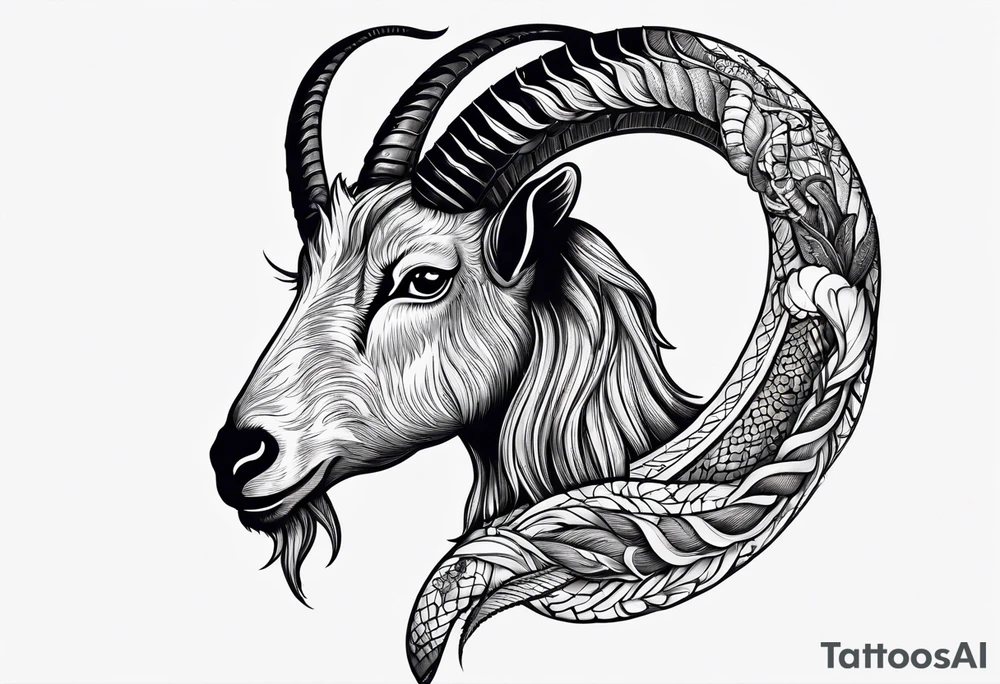 Goat combined with snake tattoo idea