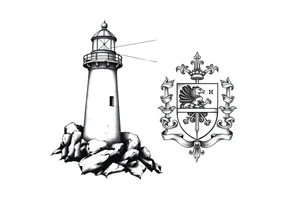 Lighthouse with coat of arms tattoo idea