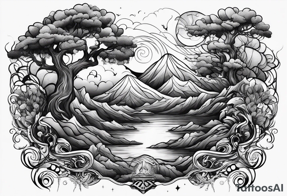 Monochrome nature's fury tattoo idea