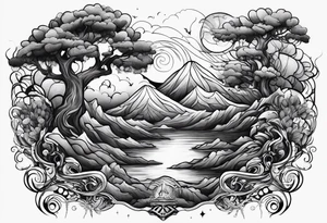 Monochrome nature's fury tattoo idea