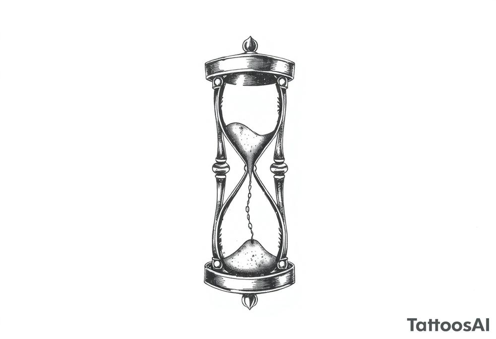antique hourglass with day and night in the background tattoo idea