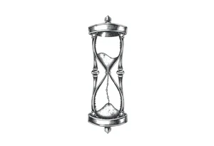 antique hourglass with day and night in the background tattoo idea