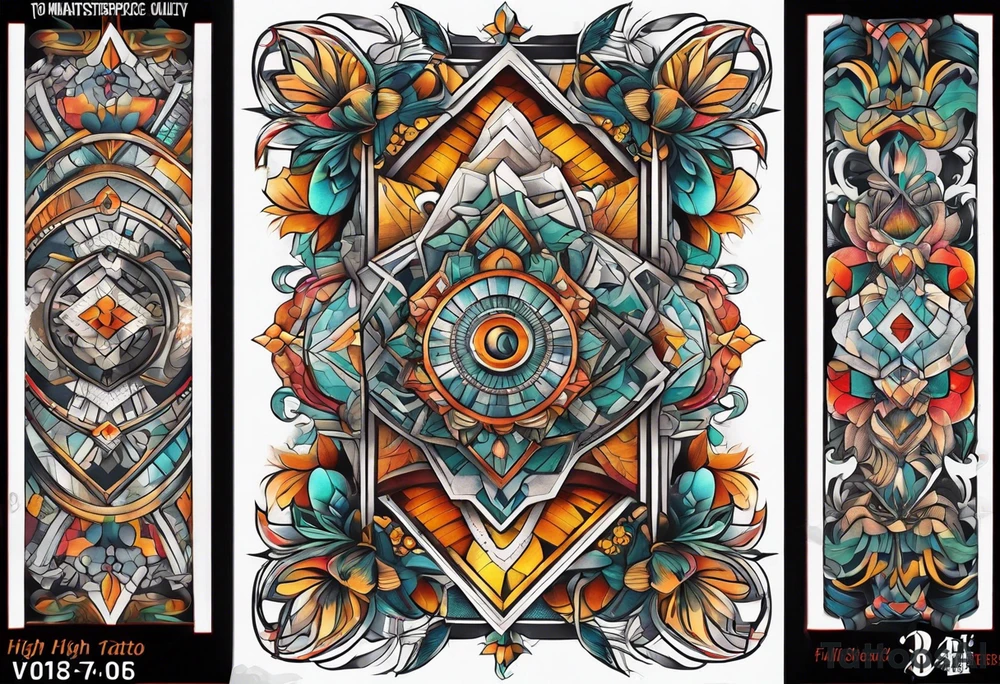 Full leg tattoo sleeve square tattoo idea