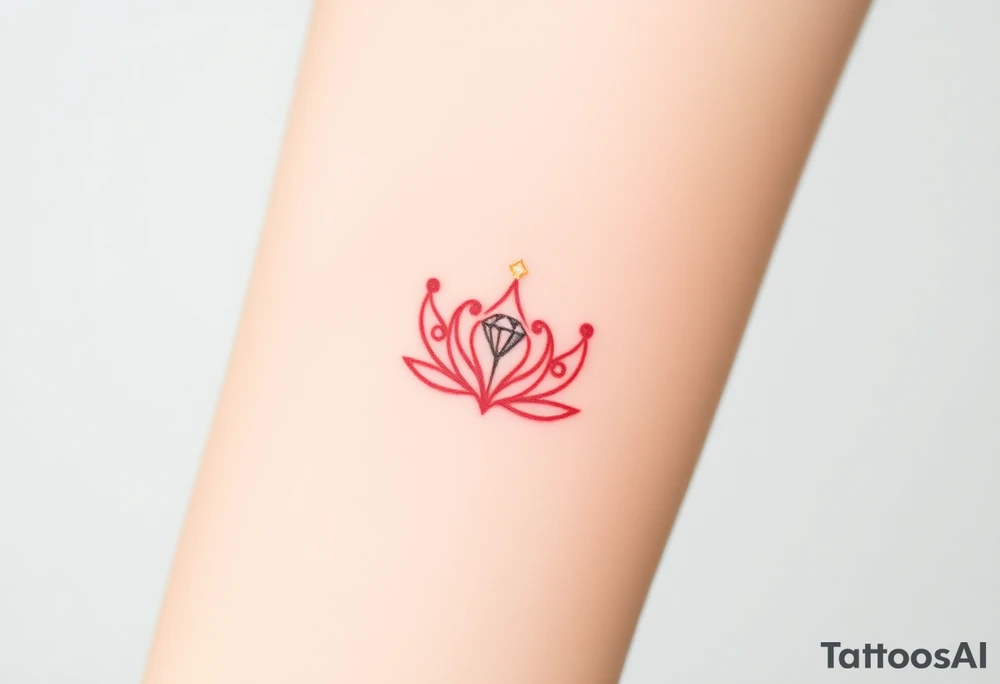 A crown with one perfect diamond in the center, shaded in soft pastel pink and light gold for a subtle, elegant touch tattoo idea