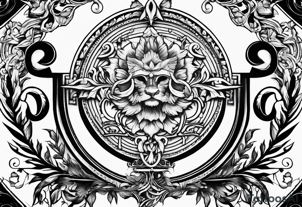 Greek Capital Letter Omega symbol black magic style tattoo idea