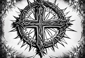 “Let me let them know your name let me let them know the pain” 
Biblical cross crown of thorns tattoo idea