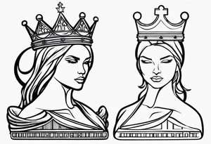 soft chess queen piece contour with letters M and W on the bottom tattoo idea