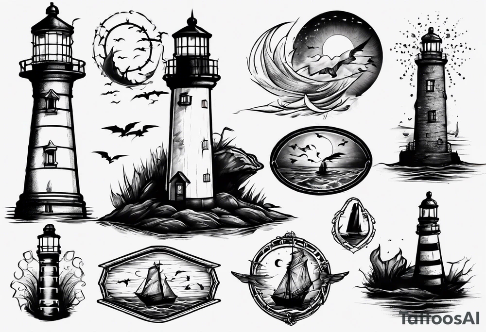 Rundown lighthouse spooky tattoo idea