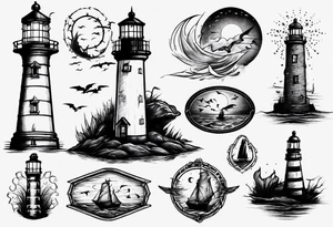 Rundown lighthouse spooky tattoo idea