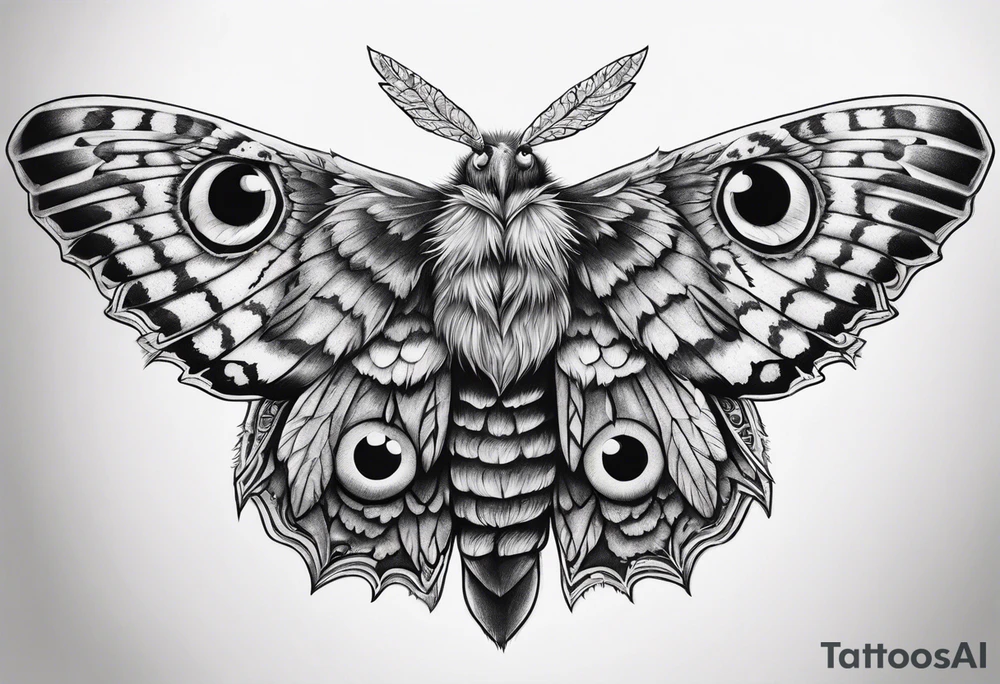 Dead head moth with owl eyes tattoo idea