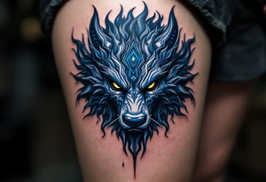 A midnight blue Seth animal head, shrouded in mystery and chaos. tattoo idea