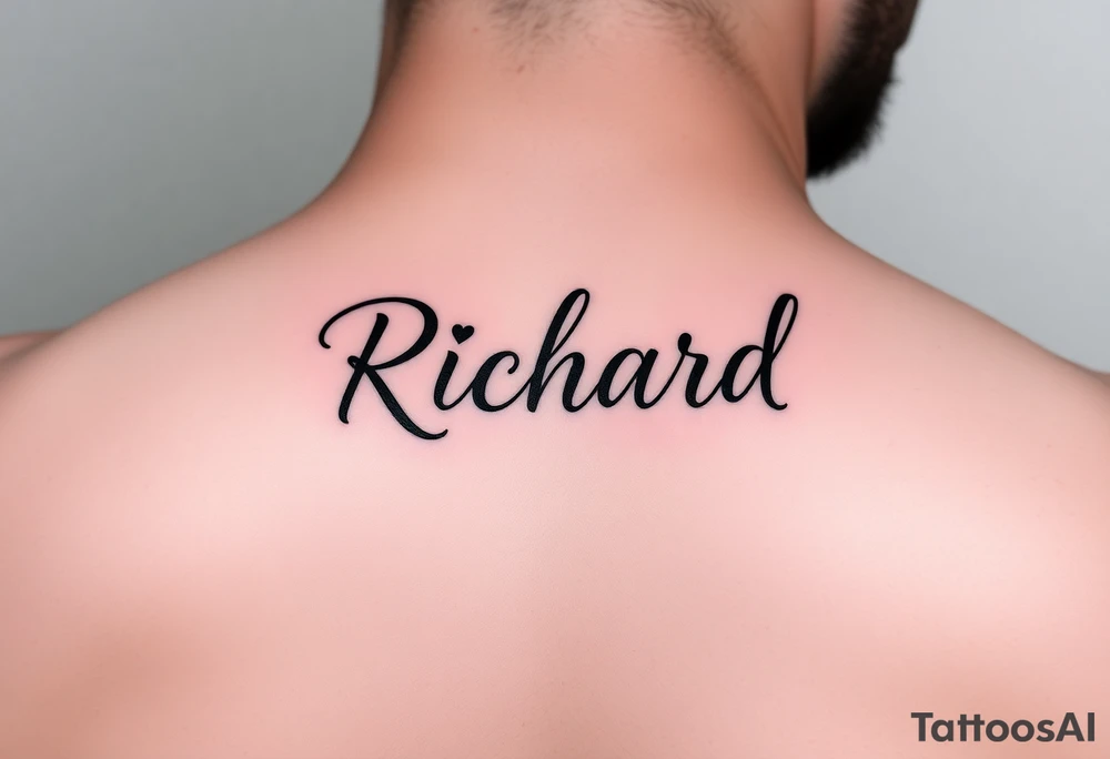 The name Richard in pretty handwriting with a heart for the dot on the i on my neck tattoo idea