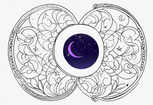 Heliotrope
name “Samson” in cursive
 The moon phase with stars tattoo idea