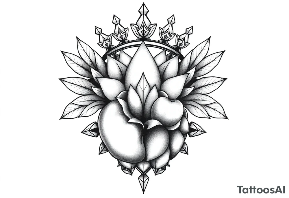 Majestic crown pineapple ,peach vagina, anus ,diamonds tattoo idea