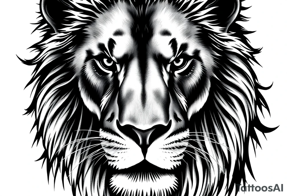 powerful majestic lion, close-up tattoo idea