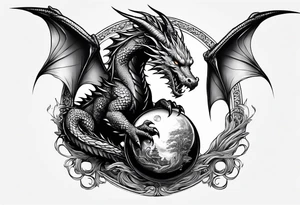 dragon holding orb tattoo idea