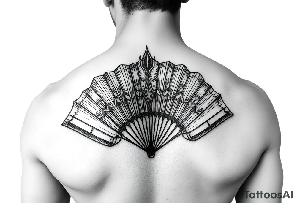 Fine line fan tattoo idea