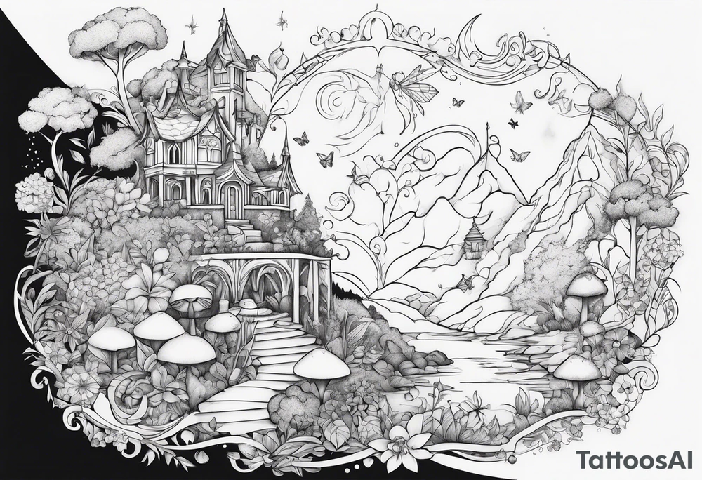 fairy land tattoo idea