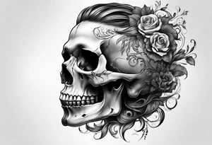 Male skull decaying side view hair tattoo idea