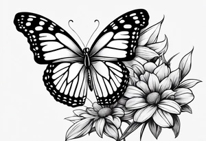 5. Butterfly: “A vibrant butterfly with colorful wings, resting on a flower, showcasing transformation and beauty.” tattoo idea