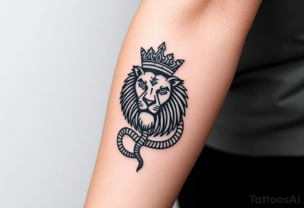 Lion with Egyptian crown and snake tattoo idea