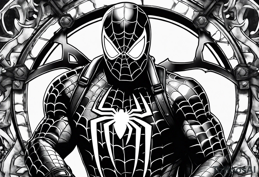 Spiderman in medic battlefield gear tattoo idea