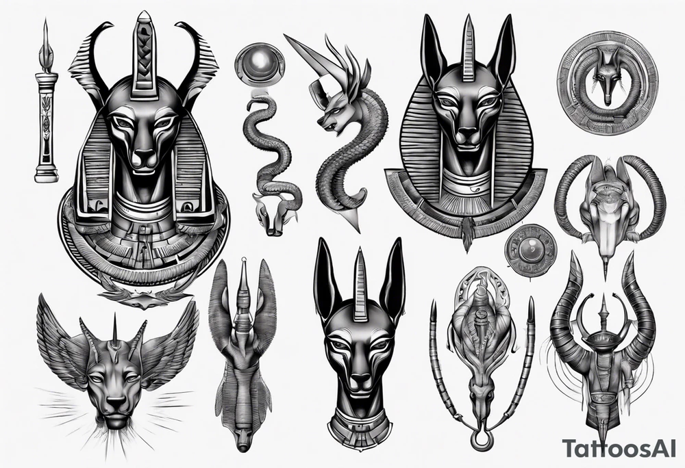 Egyptian god Anubis with Cobras tattoo idea