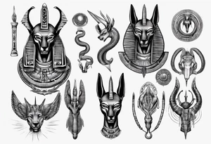 Egyptian god Anubis with Cobras tattoo idea
