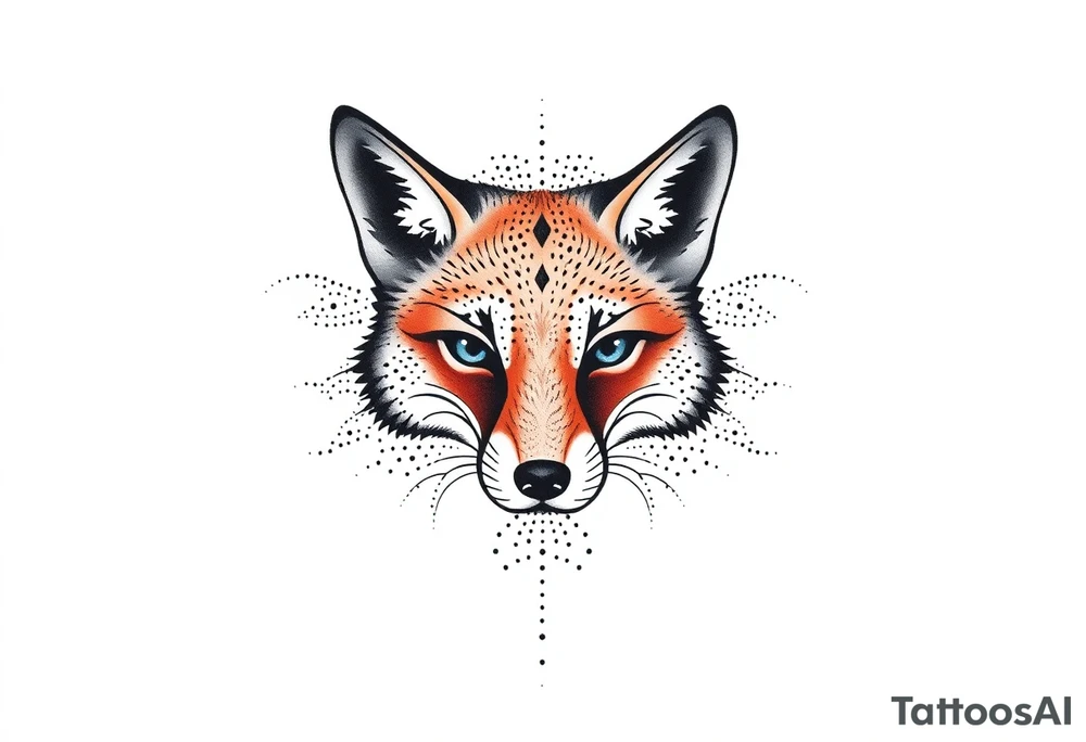 symmetrical adult fox tattoo idea